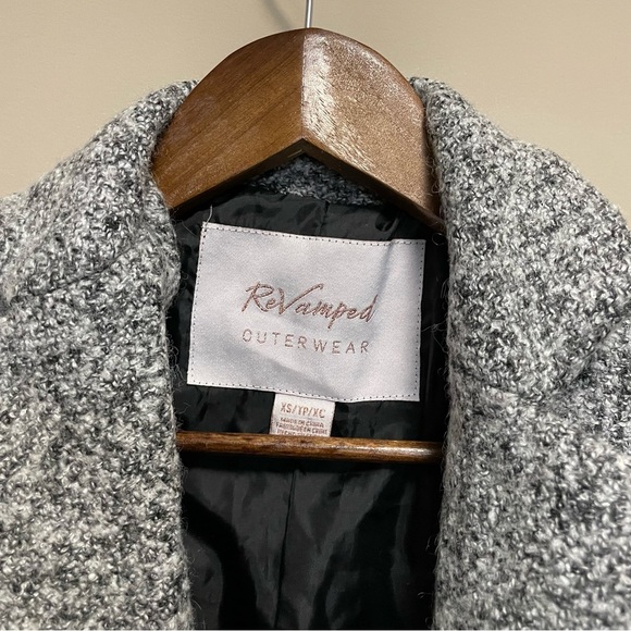 Revamped Vintage Y2K Heathered Gray Wool Blend Belted Trench Coat Women’s XS - Picture 2 of 11